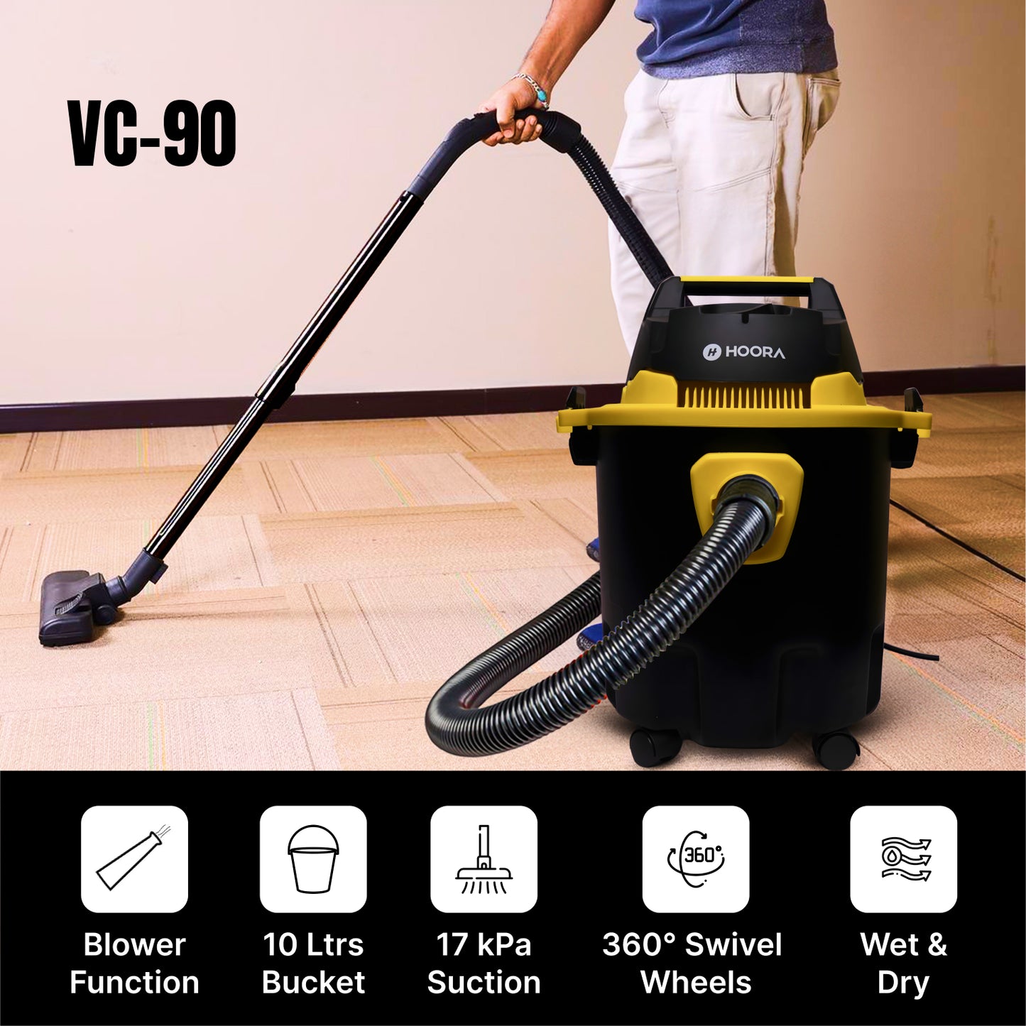Hoora All-in-One Wet & Dry Vacuum – 10L