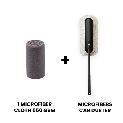 Hoora Quick Clean Car Duster + Hoora Microfiber Cloth Combo (With Streak-Free Drying)