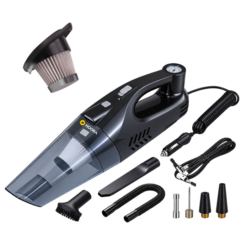 Hoora 2-in-1 Car Vacuum Cleaner & Tyre Inflator (With High-Power Motor & Built-In LED Light)