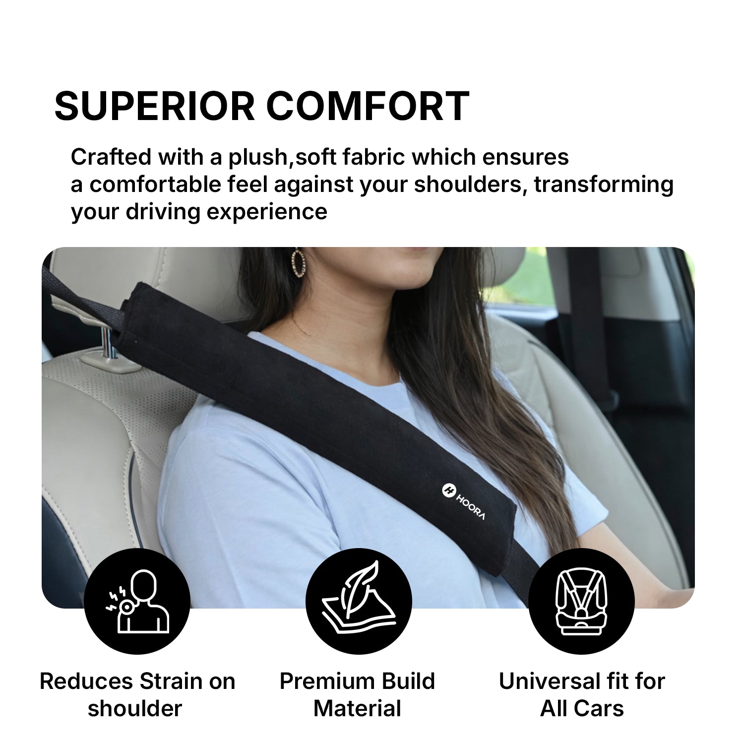 Hoora Premium Car Seat Belt Shoulder Pads (Set of 2)