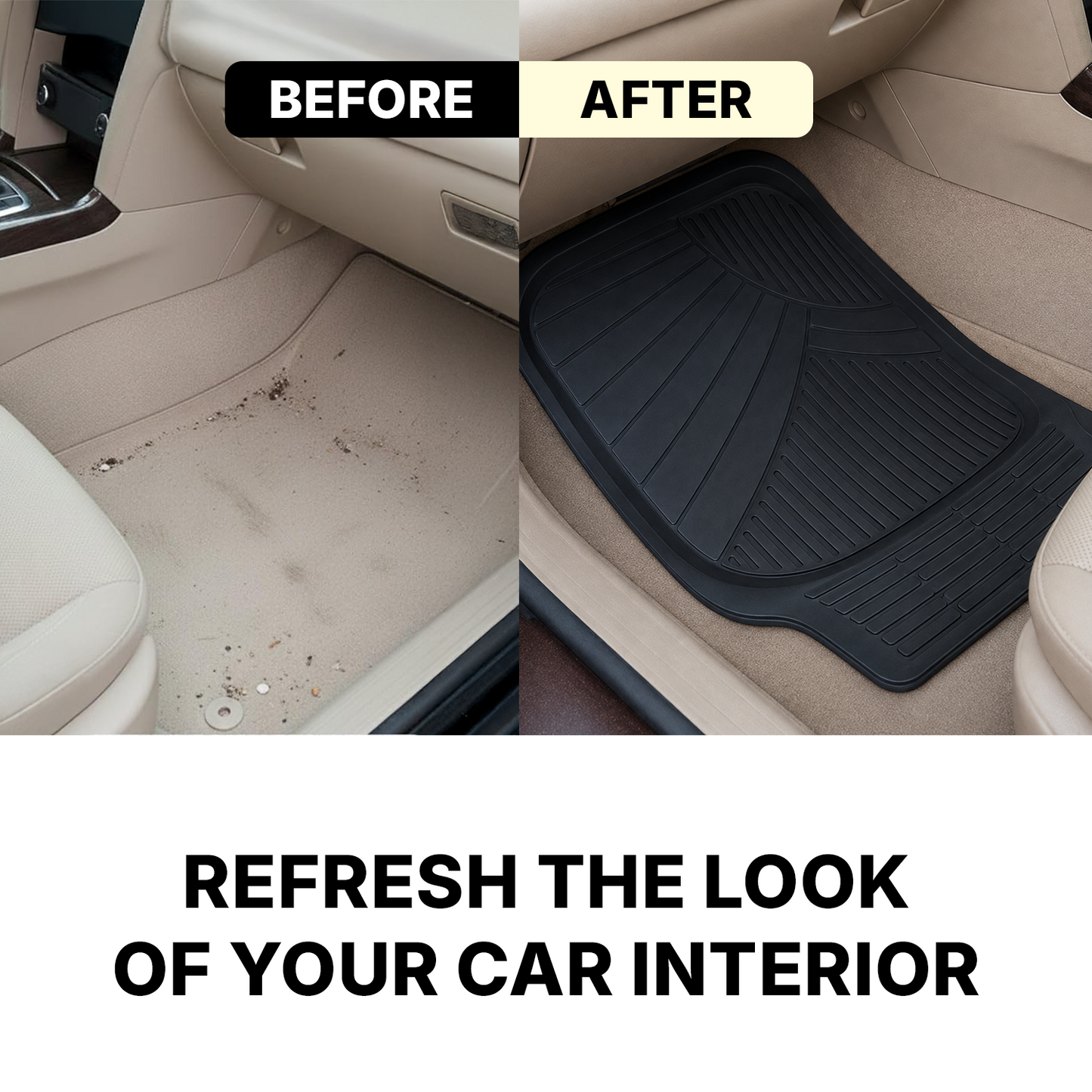 Hoora Universal Rubber Car Floor Mats (With Anti-Slip Smart Grip)