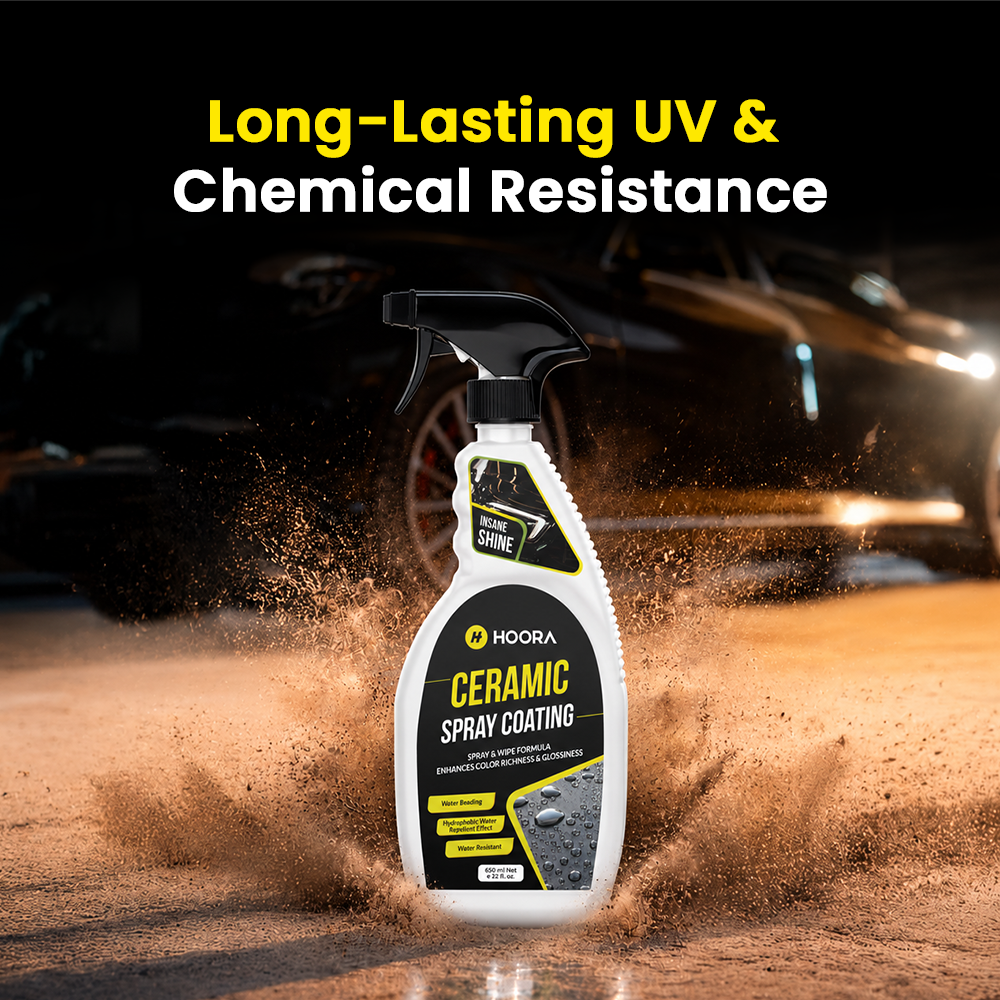 Hoora Hybrid Ceramic Spray Coat 650ml + Microfiber Car Wash Mitt (For Showroom Shine)