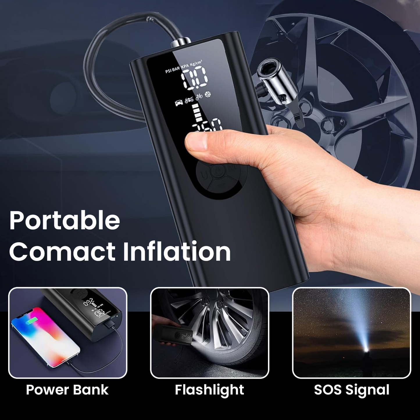 Hoora Wireless Tyre Inflator (Battery Powered)