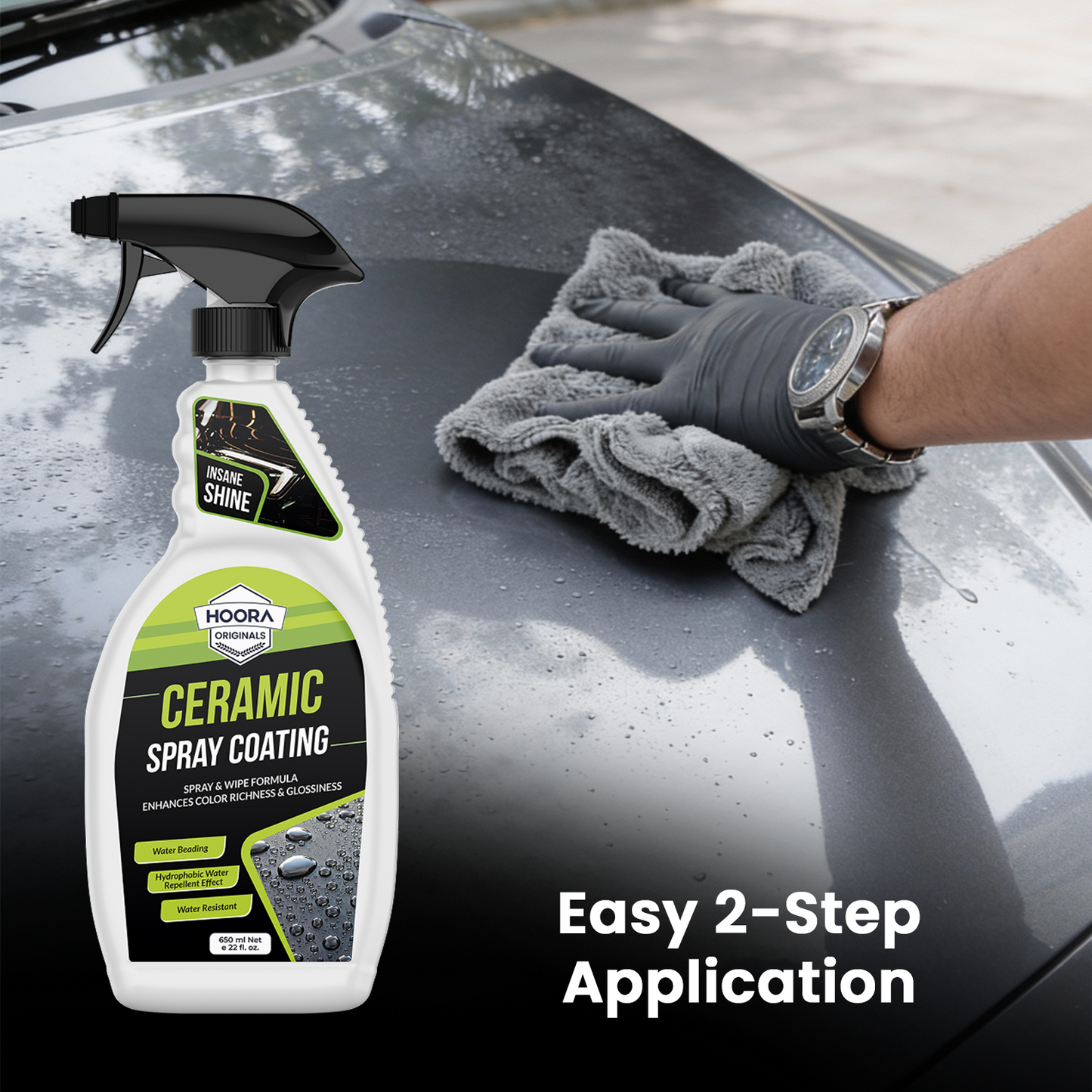 Hoora Ceramic Spray Coating and One Microfiber Cloth Combo