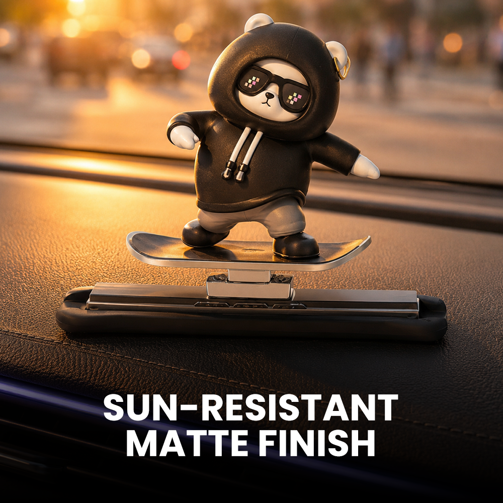 Hoora Sliding Skateboard Panda Dashboard Decor (Dynamic Motion Effect)