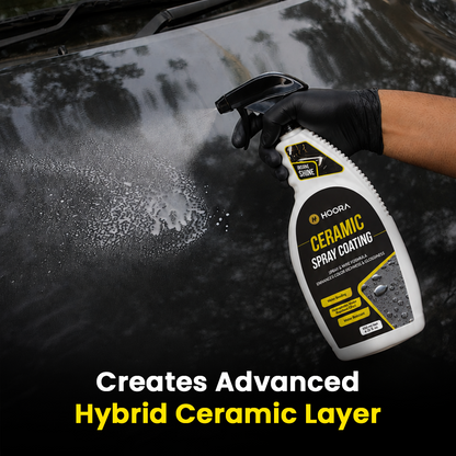 Hoora Hybrid Ceramic Spray Coat 650ml + Microfiber Car Wash Mitt (For Showroom Shine)