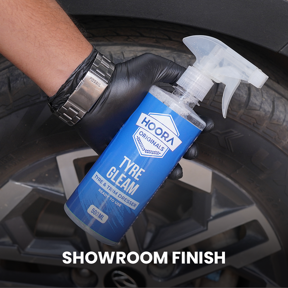 Hoora Dashboard Polish + Tyre Polish + 550 GSM Microfiber Cloth (Combo)