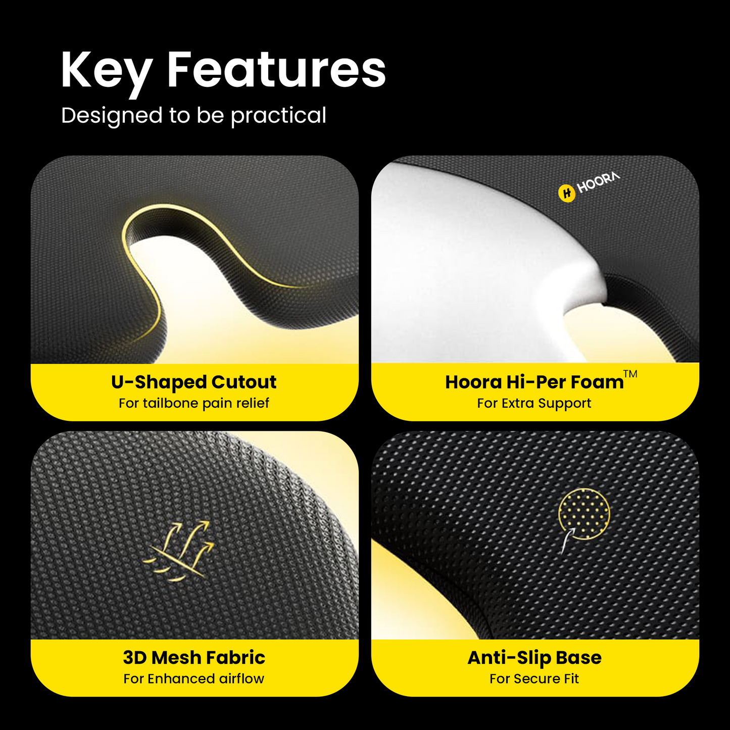 Hoora Tail Bone Pillow (With Coccyx Pressure Relief)