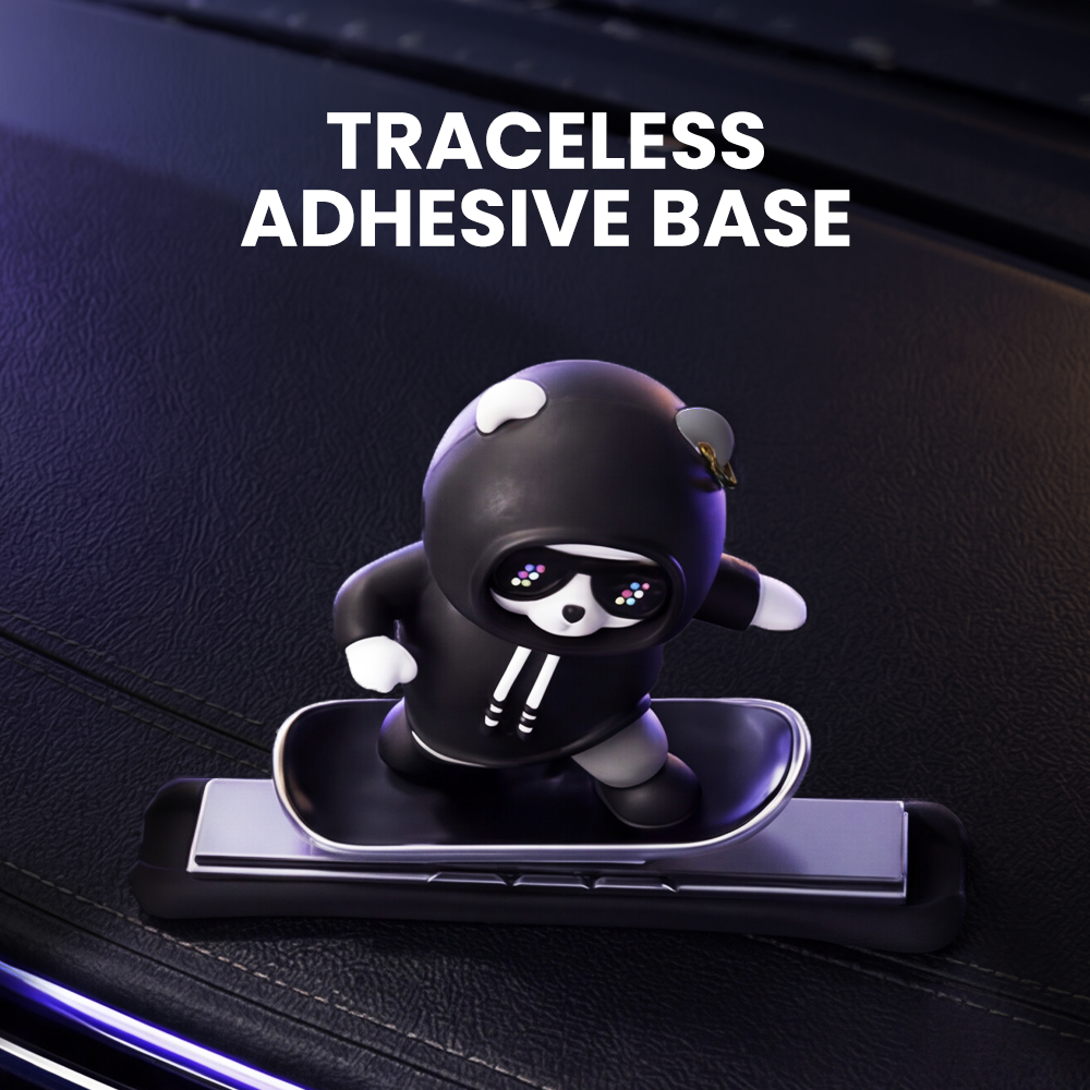 Hoora Sliding Skateboard Panda Dashboard Decor (Dynamic Motion Effect)