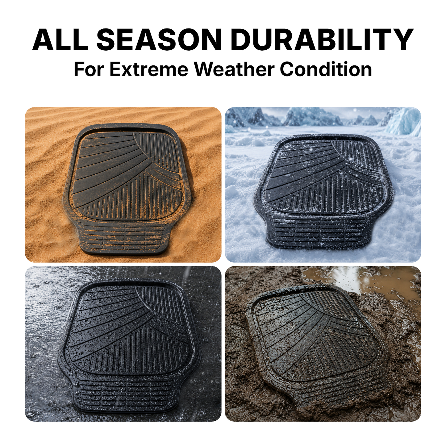 Hoora Universal Rubber Car Floor Mats (With Anti-Slip Smart Grip)