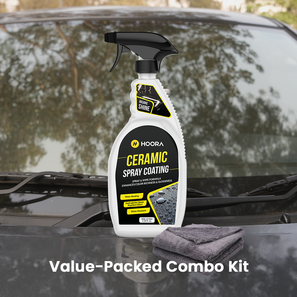 Hoora Ceramic Spray Coating and One Microfiber Cloth 350GSM Combo