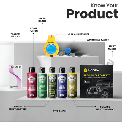 Hoora Premium Car Care Kit (8-in-1 Solution - 200ml Each)