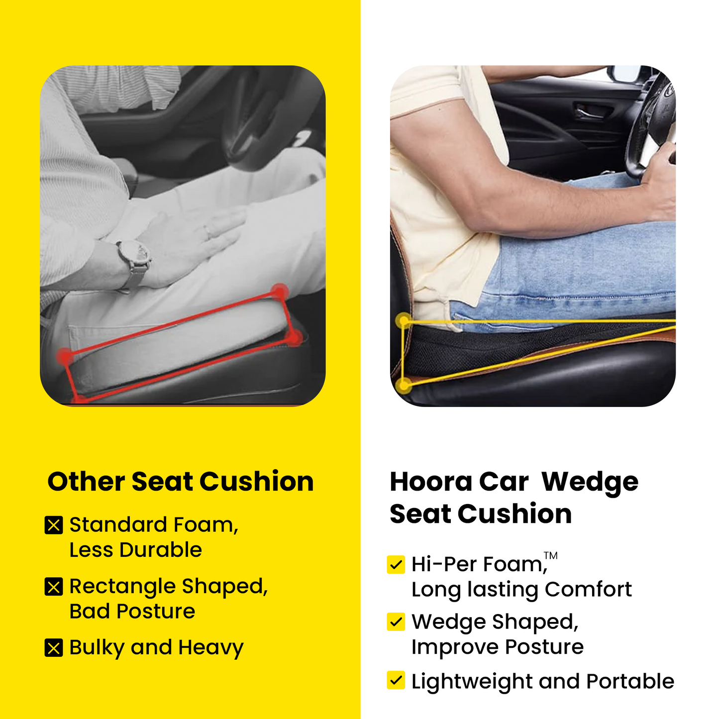 Hoora Ultimate Car Wedge Seat Cushion
