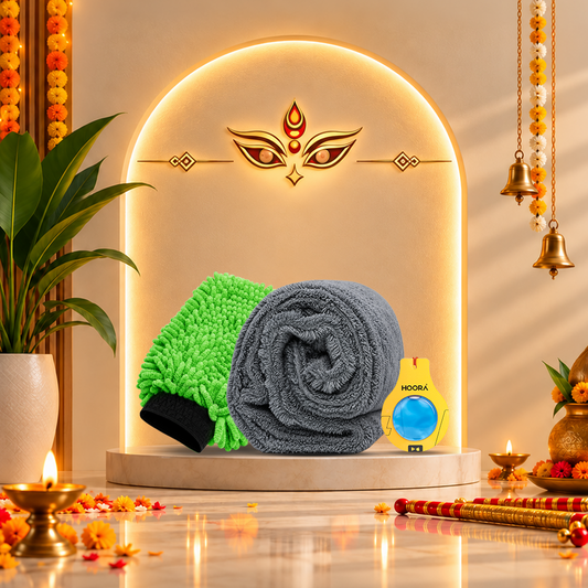 Everyday Car Essentials (Wash Mitt + 550 GSM Cloth + Air Freshener)