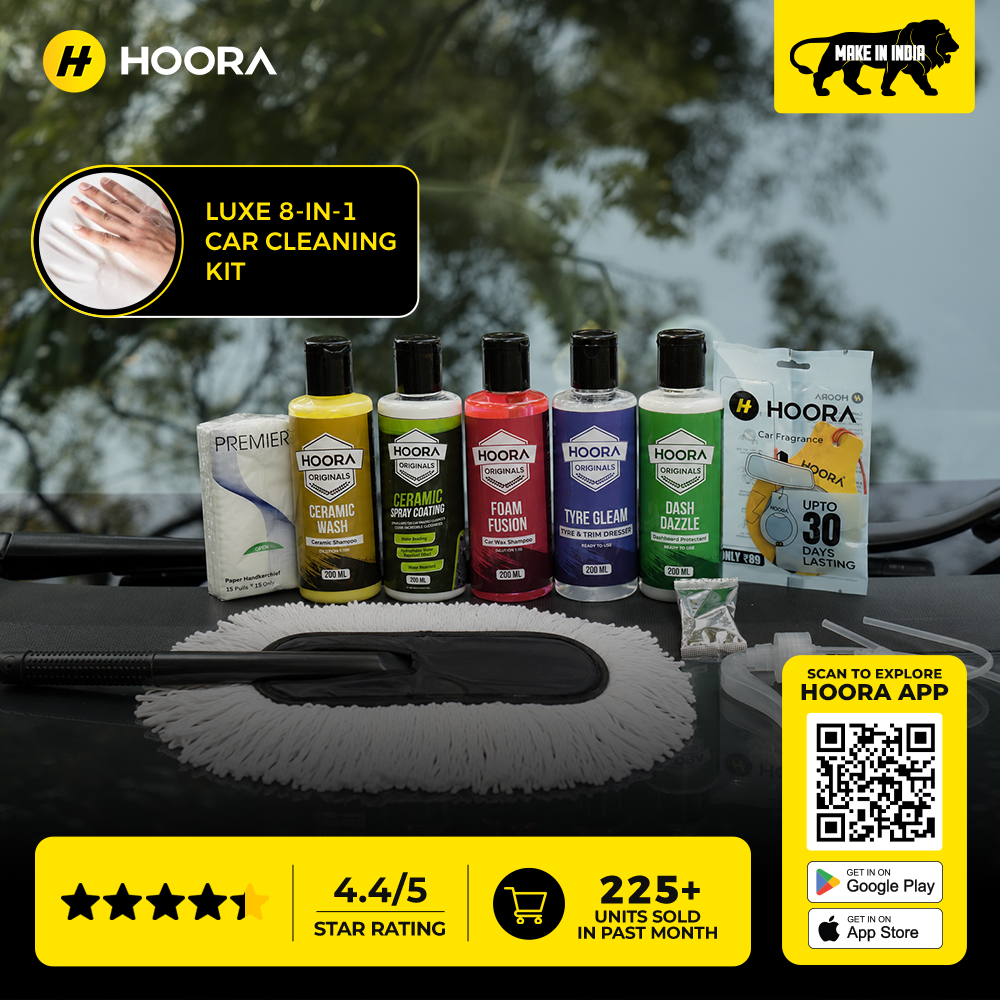 Hoora Quick Clean Car Duster + Premium Car Care Kit - 200ml each - (Combo)