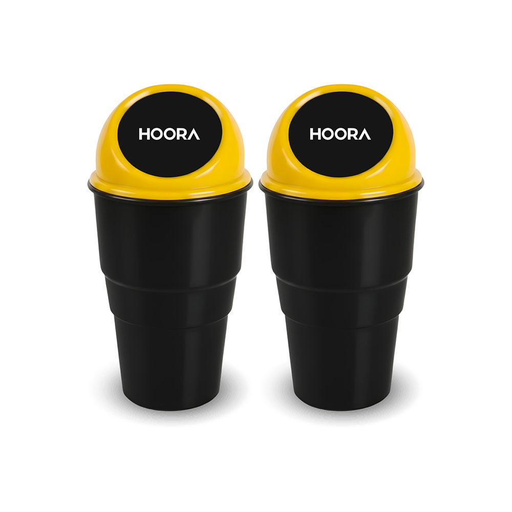 Hoora Compact Car Dustbin Pack of 2 (Leakproof Build)