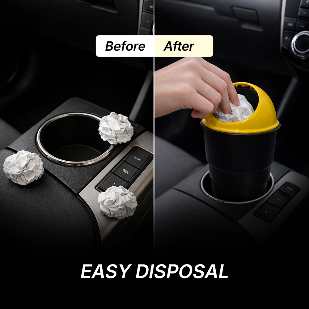 Hoora Compact Car Dustbin Pack of 2 (Leakproof Build)