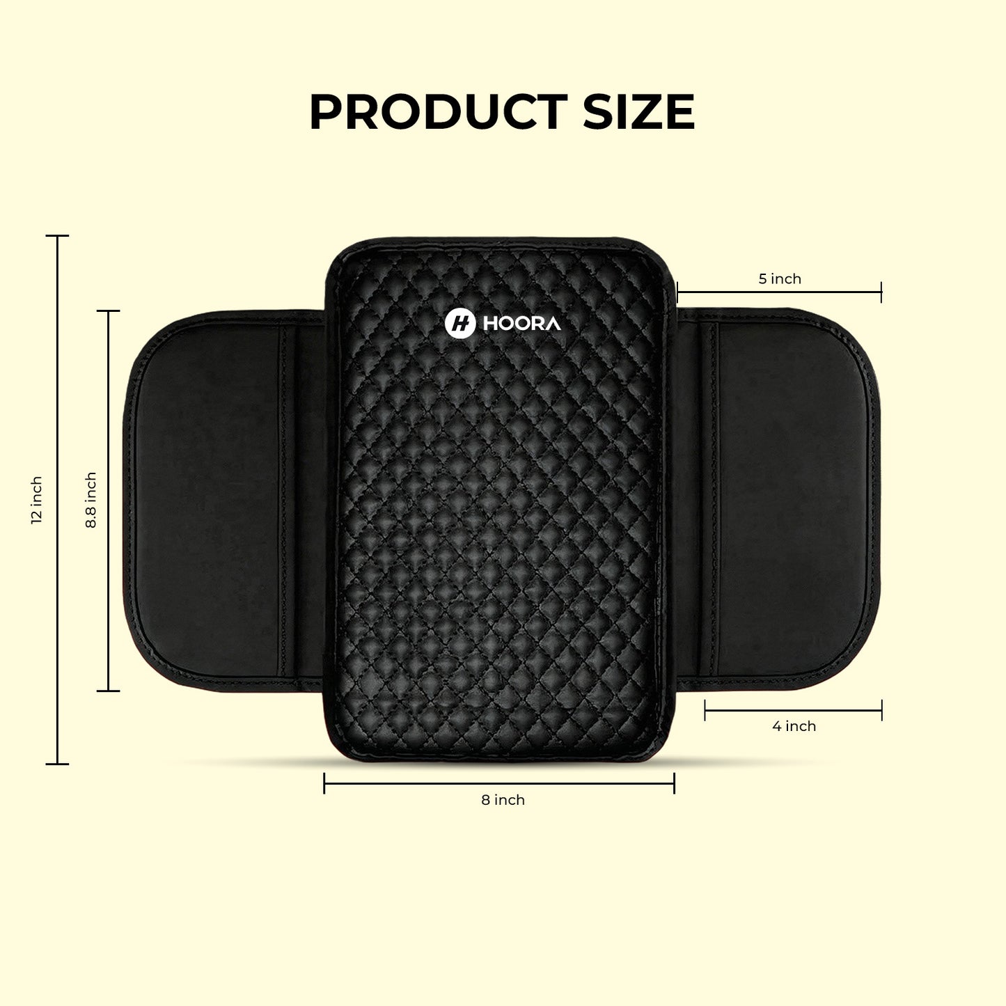 Hoora Luxury Car Armrest Cushion with Dual Side Pockets