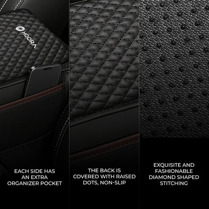 Hoora Luxury Car Armrest Cushion with Dual Side Pockets