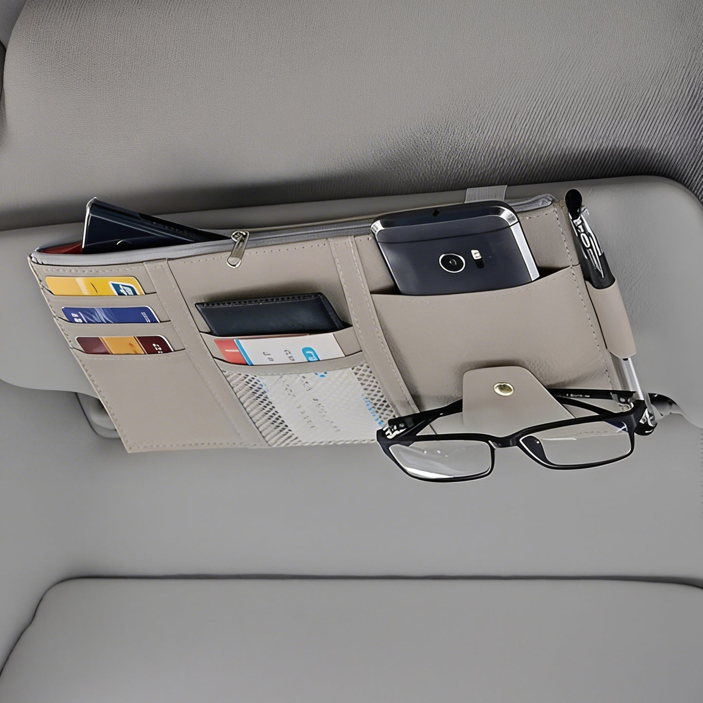 Hoora Car Visor Organizer with Zipper (Universal Fit)