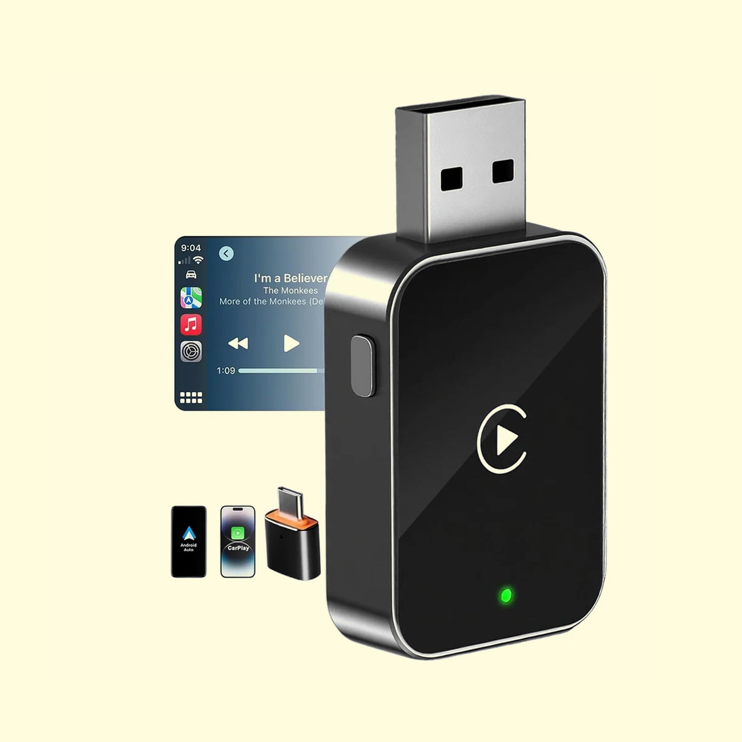 Hoora 2-in-1 Wireless CarPlay & Android Auto Adapter