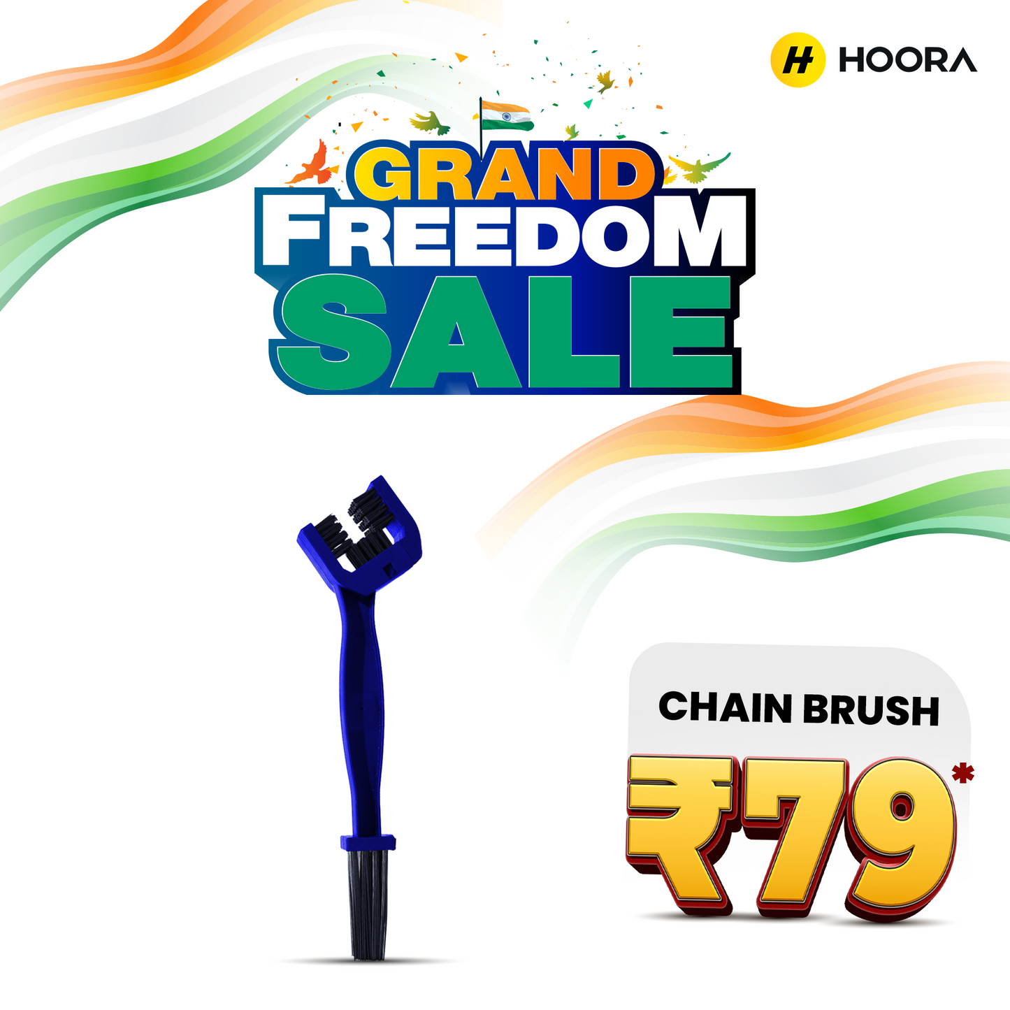 Hoora Chain Cleaning Brush – Pack of 1 (3-Sided Bristles)