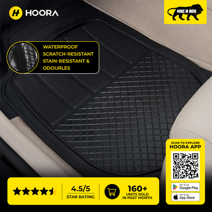 Hoora Universal Rubber Car Floor Mats (With Anti-Slip Smart Grip)
