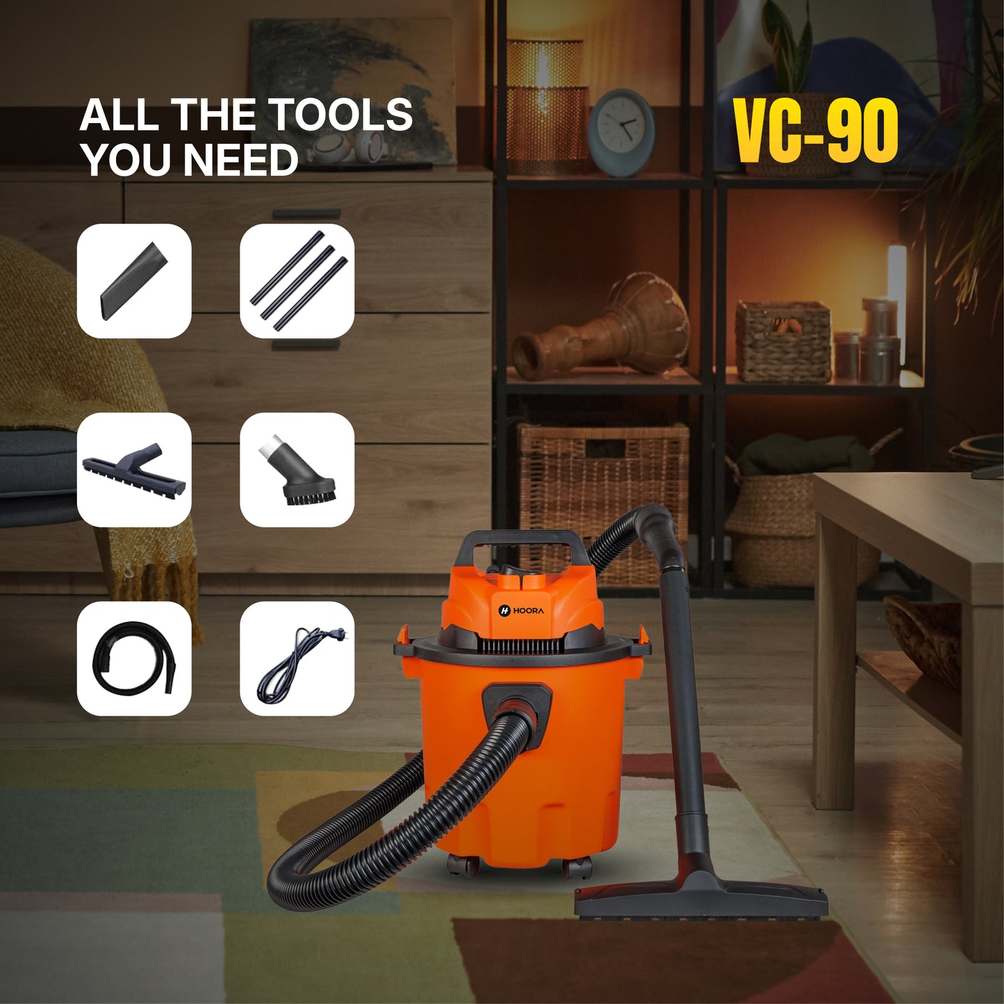 Hoora Wet & Dry Vaccum Cleaner 10L + Accessory Kit